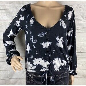 Reserved YFL Crop Top Medium Black White Tie Dye 100% Cotton